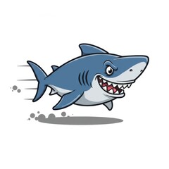 Fototapeta premium Aggressive Cartoon Shark Illustration: A Fast-Moving Predator Design