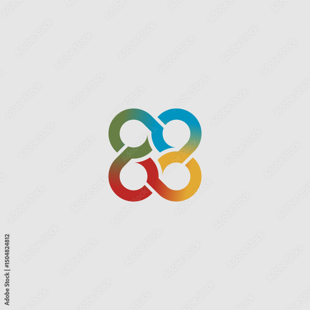 Poster intertwined color gradient loops abstract symbol or logo for branding project