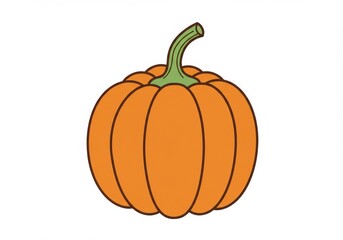 A digital illustration of a vibrant orange pumpkin with a green stem drawn