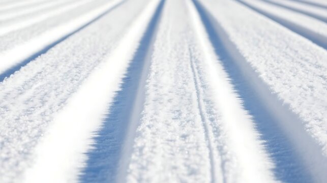 Snowy landscape of parallel tracks