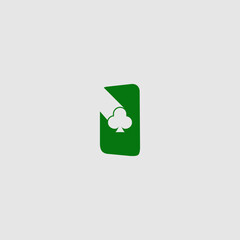 Emerald Club Card Symbol, Stylized Icon for Game or App, isolated design