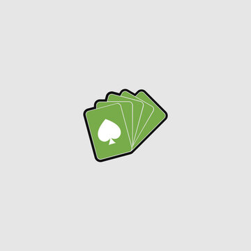 recommend clip art: Minimalist depiction of four green playing cards with spade suit symbol