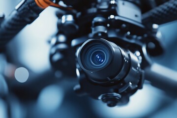 Fototapeta premium Close-up of a high-tech drone camera capturing the future of aerial vision