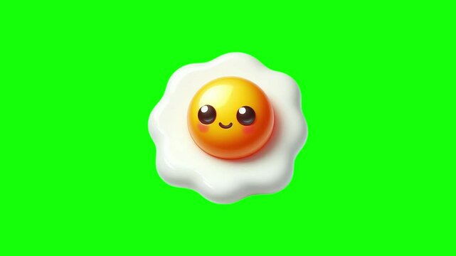 Fried egg green screen animation motion graphic in 4K high resolution.