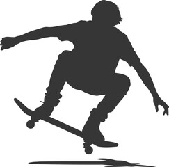 Fototapeta premium Skateboarder silhouette extreme sport action pose