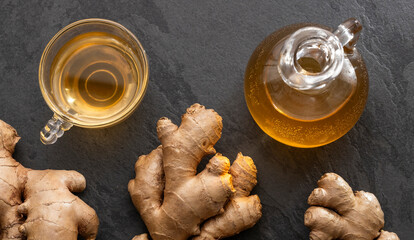 Zingiber officinale - Hot organic ginger root tea.