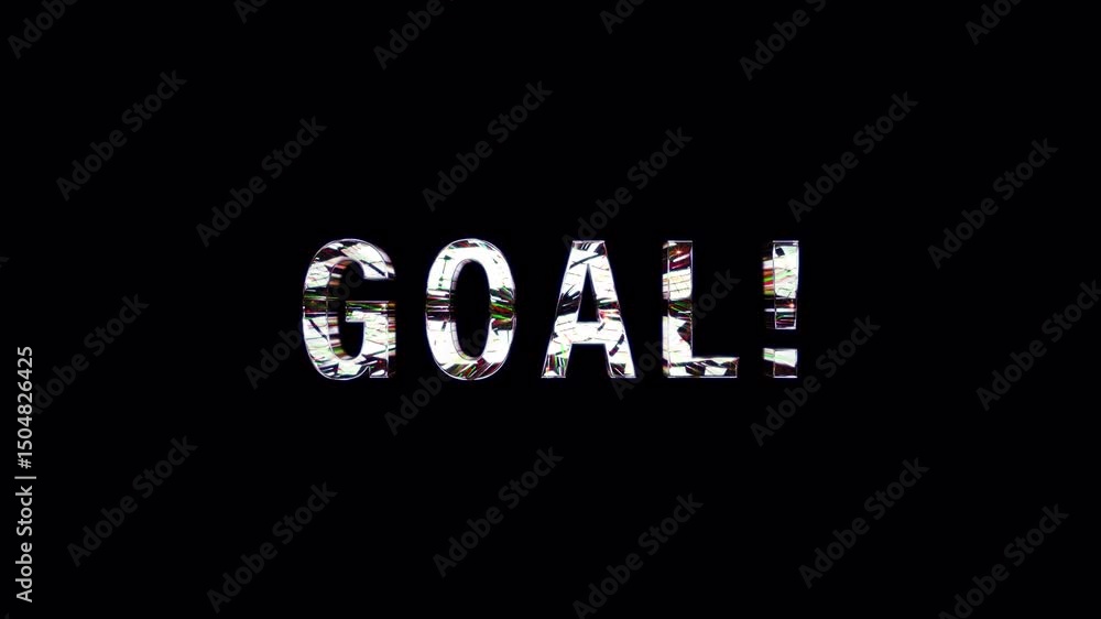 Poster loop goal silver shine text with effect animation on black abstract background. promote advertising 