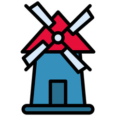 Windmill Icon, Flat Design Style Icon Symbol, Farming Element Icon