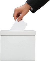 Hand casting vote into ballot box during election