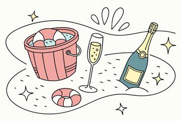 Cartoon Party Celebration Drinks and Snacks