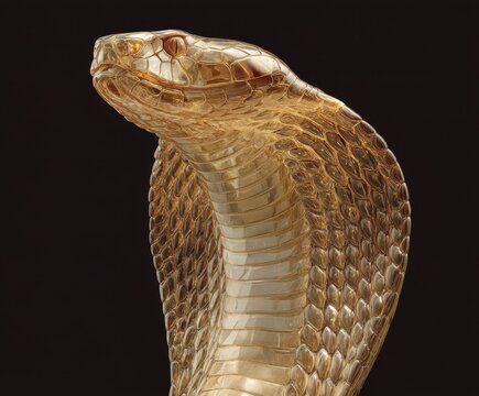 Close-up of a sculpted cobra.