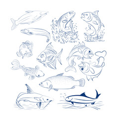 Hand Drawn Fish Vector Collection &ndash; Vintage Sketch Style Freshwater and Marine Fish Illustrations