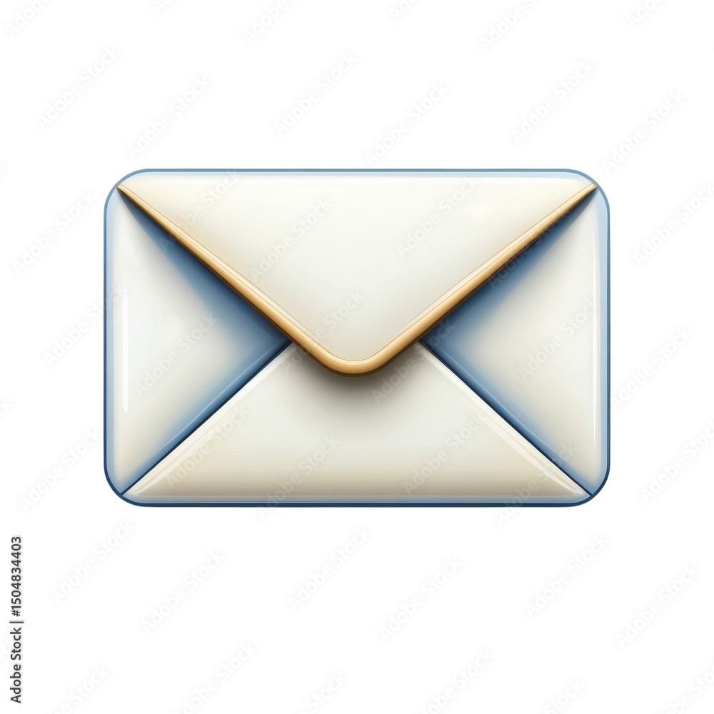 Aufkleber elegant white envelope symbolizing communication with gentle shadows on transparent background