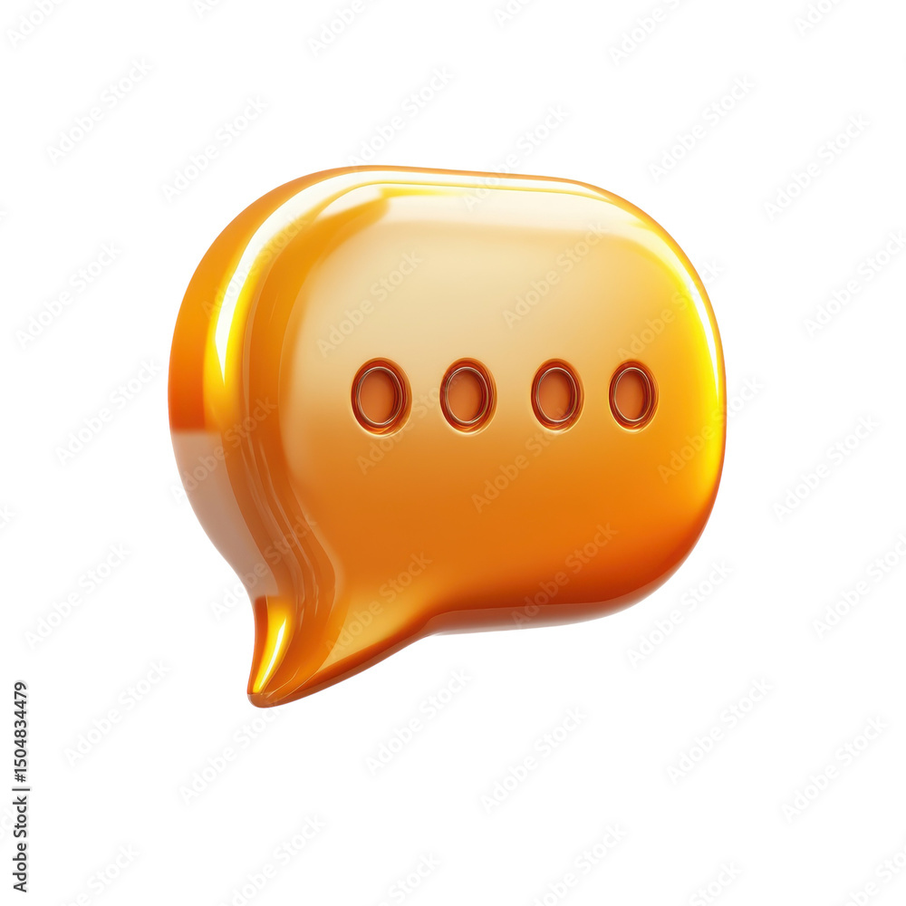 Poster a gleaming golden speech bubble a symbol of conversation and connection on transparent background