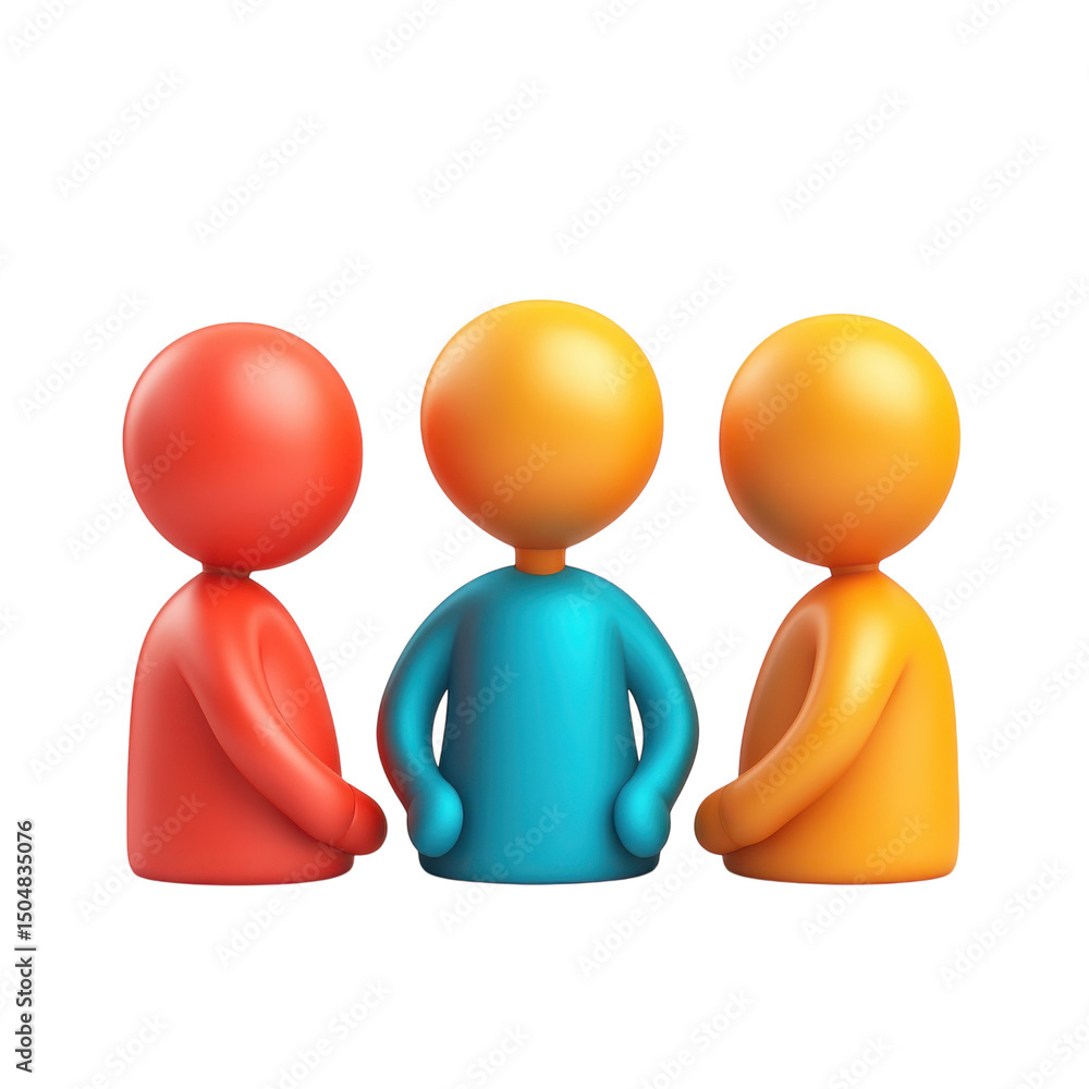 Poster diverse team of 3d figures standing shoulder to shoulder symbolizing unity on transparent background