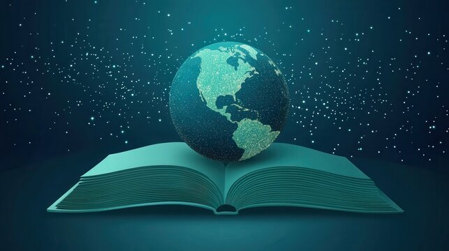 International Day of Education concept Illustration.globe shape book. Reading imagination concept for education holiday.