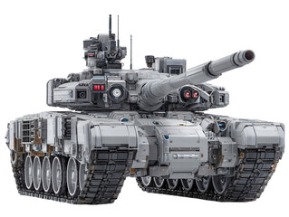Detailed 3D Render of a Military Tank showcasing intricate design elements and powerful weaponry against a transparent background ideal for military, technology or gaming projects.