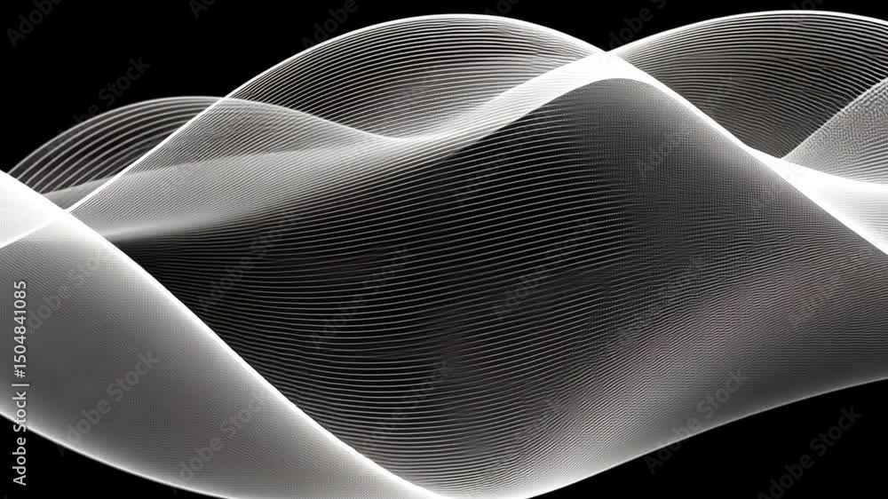 Poster abstract wave pattern with smooth lines evokes tranquility and elegance, creating sense of movement 