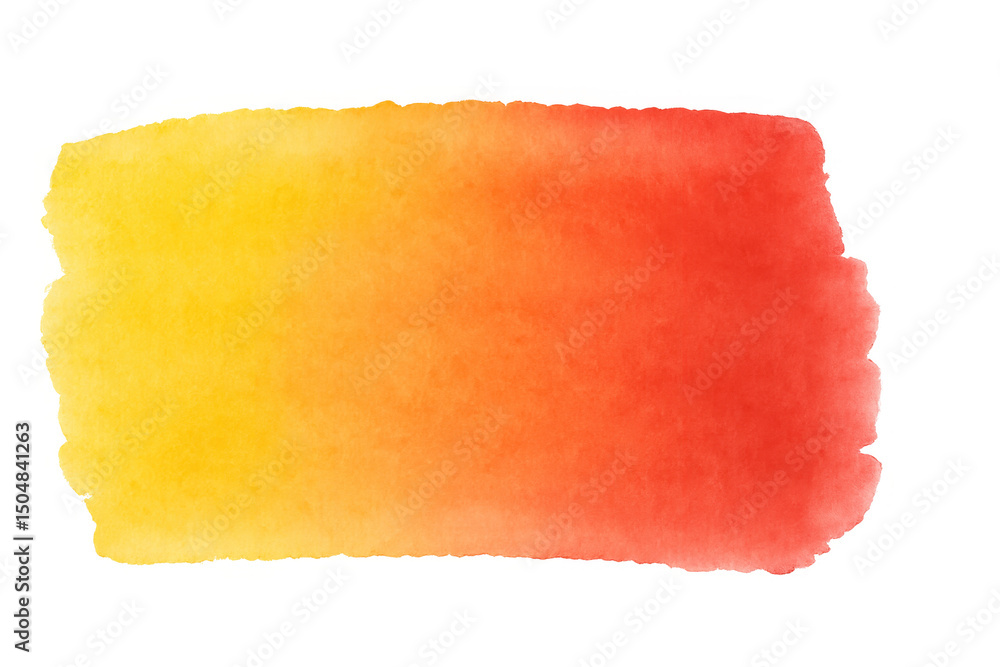 Poster watercolor gradient transitioning from warm yellow to vivid red, featuring transparent background bl