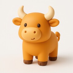 Fototapeta premium Cute Orange Cartoon Bull 3D Render
