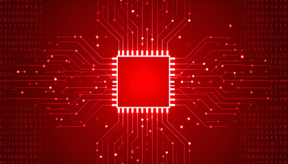 The Heart of Innovation: A striking image showcases the intricate design of a central processing unit, rendered in a vibrant red, symbolizing the core of modern technology and digital advancement.