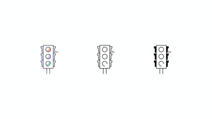 Traffic Light icons vector set color line glyph line icons stock illustration