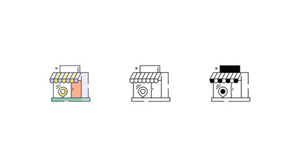 Store Location icons vector set color line glyph line icons stock illustration