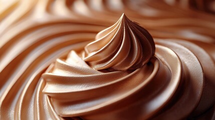Close-up of swirls of light brown, smooth, whipped cream