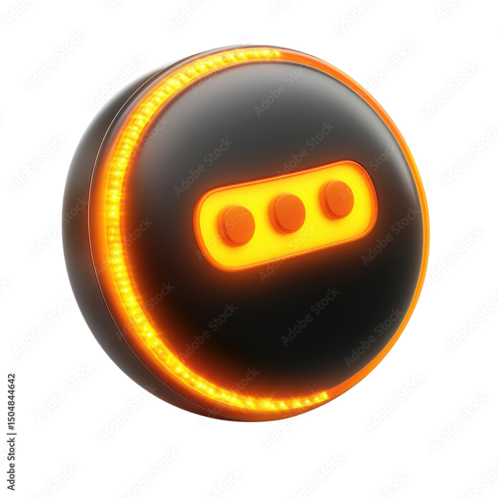 Aufkleber gleaming orange orb presents three vibrant dots a futuristic gateway on on transparent background
