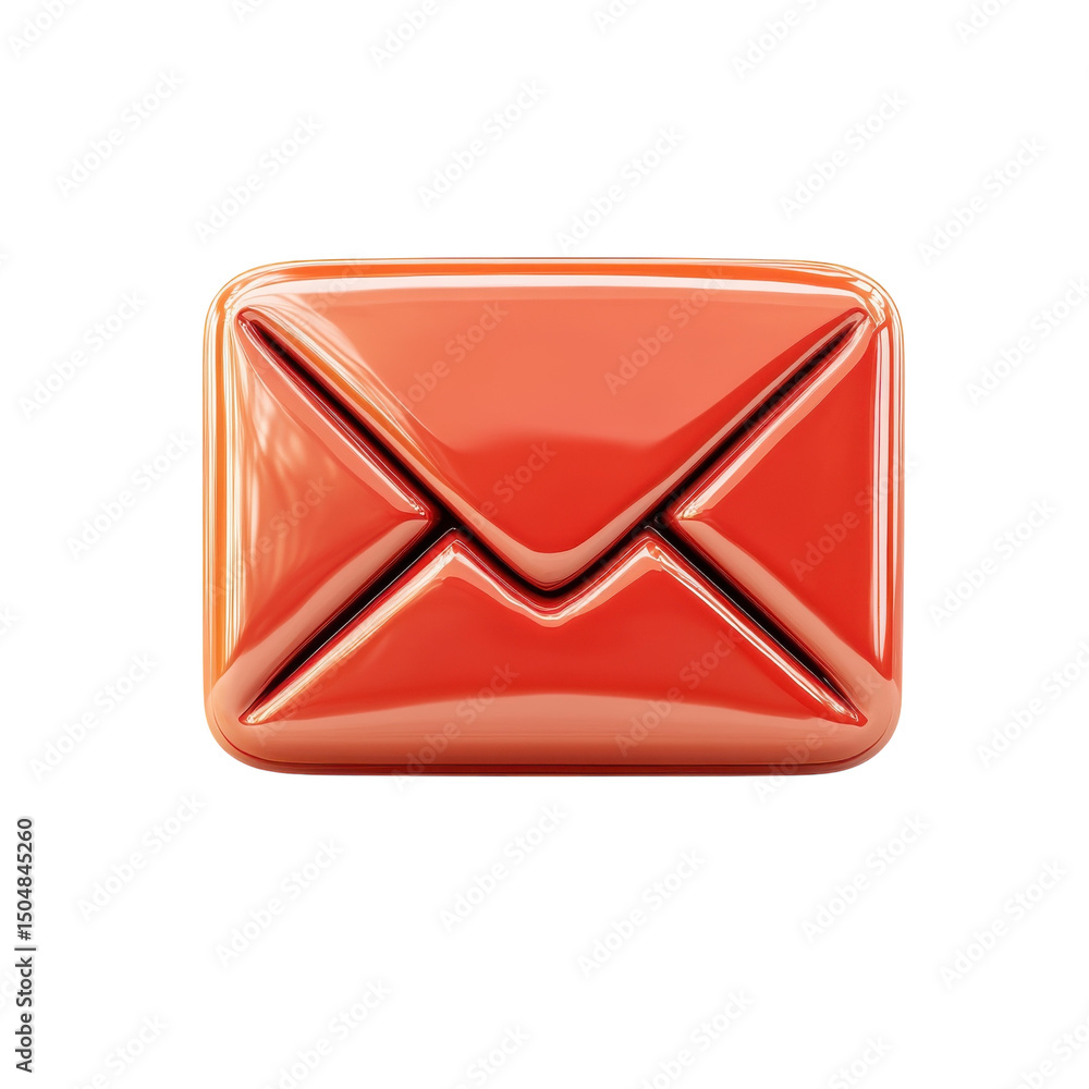 Poster a vibrant orange envelope icon symbolizing new messages and connection on transparent background