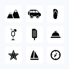 Travel icon black. Vocation icon set. Vector icon illustration