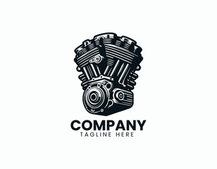 Obraz premium Powerful Classic Motorcycle Engine Block Intricate Details Vector Logo Design