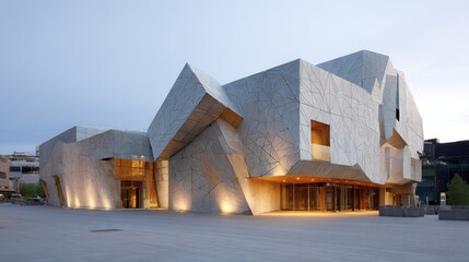 Fototapeta premium stunning view of federation square in melbourne featuring its unique architecture and design elements