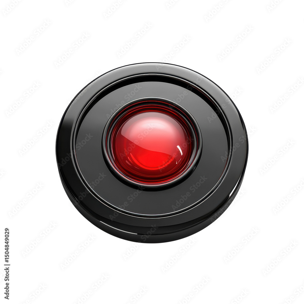 Poster captivating glossy red button shines amidst the void ready to ignite on transparent background