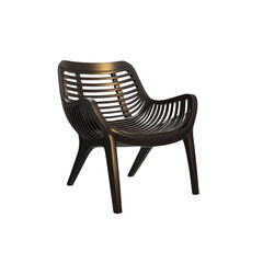 Modern Dark Brown Slatted Lounge Chair, Contemporary Furniture Design