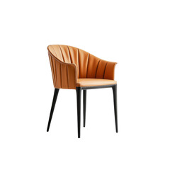 Elegant Orange Leather Armchair with Modern Black Legs