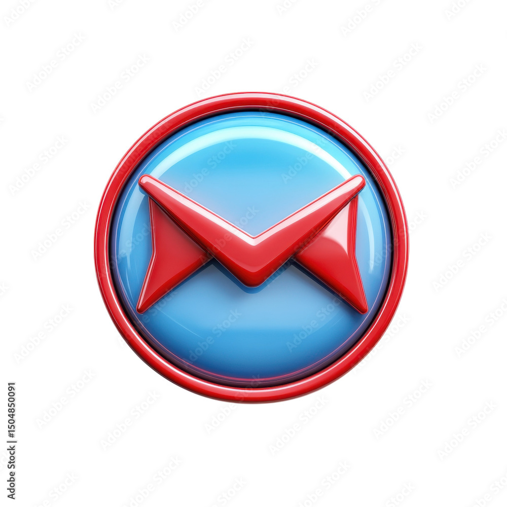 Fototapete a vibrant email notification icon signaling an important message rendered on transparent background