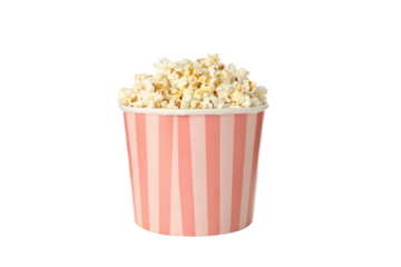PNG,Pink glass with popcorn, isolated on white background