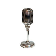 Vintage Retro Microphone on Stand, Classic Recording Studio Equipment