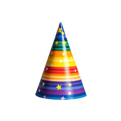 Rainbow Striped Party Hat with Stars - Festive Celebration Headwear