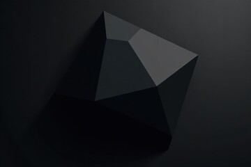 Abstract Black Geometric Form on Dark Background, a Study in Shadows and Angles