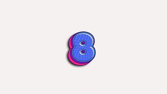 Blue and purple 3D number eight suitable for birthday decorations, anniversary graphics, and vibrant design projects requiring numerical elements.