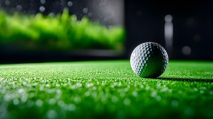 Golf ball on a wet green
