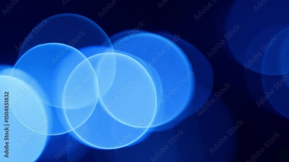 Poster vibrant blue bokeh lights create dreamy atmosphere, with soft overlapping circles that evoke tranqui