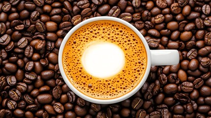 Naklejka premium Latte art atop coffee beans