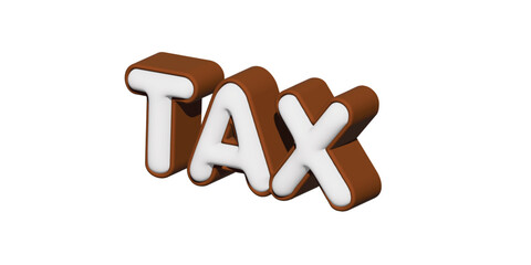 3D elegant text design featuring the bold and impactful quote “TAX,” rendered in a modern and professional style. Ideal for finance, accounting, business presentations, and tax season promotions.