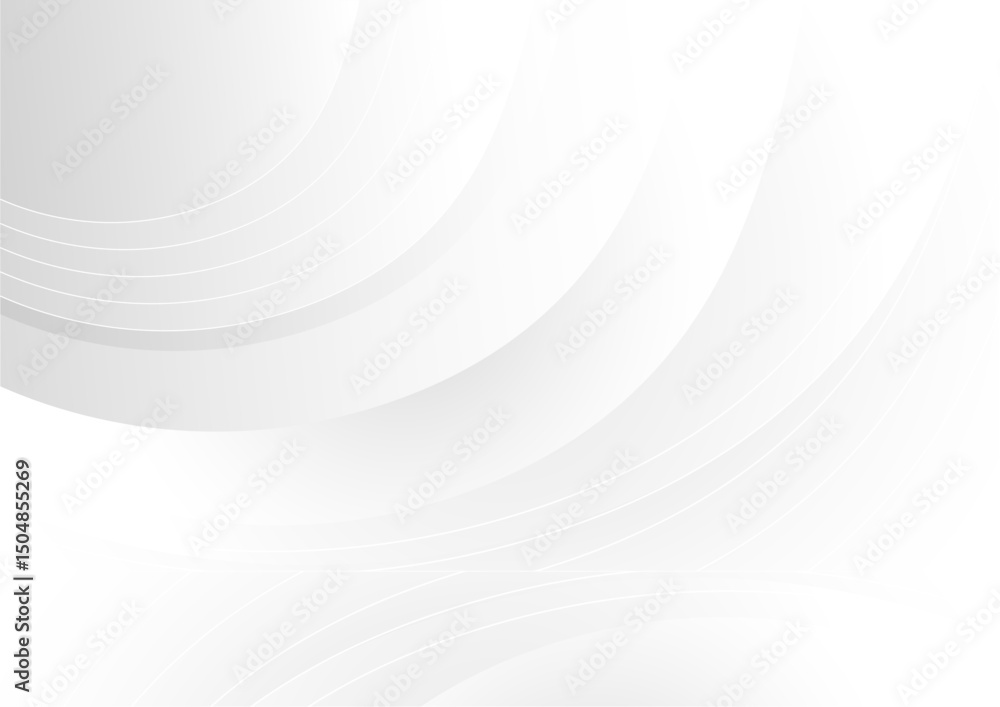 Poster abstract white background with futuristic 3d circle pattern and curved light lines for a tech-inspir