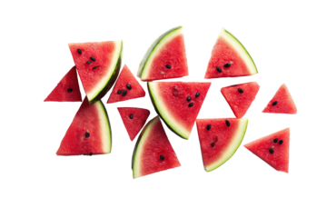 Triad of watermelon chunks arranged for kids’ nutrition materials and playful menu graphics