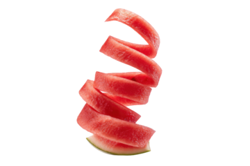 Curled watermelon rind showcasing texture contrast for material-design palettes and CG shader demos