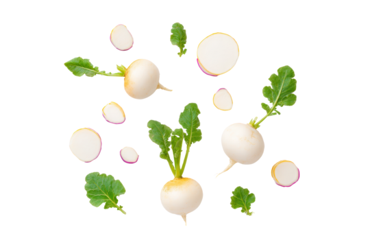Stacked turnip rings styled for gourmet salad kit labels and social-media recipe reels - Powered by Adobe